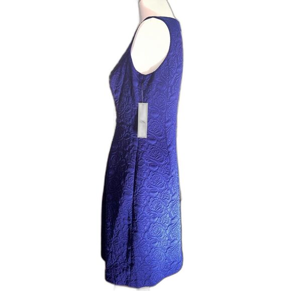 Eliza J Royal Blue Textured Jacquard Fit & Flare Cocktail Dress Sz 6 NWT Wedding - Picture 2 of 7